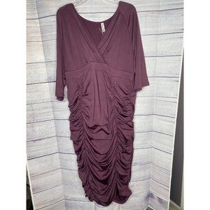 NWT Women's Poseshe purple ruched dress size 2XL 3/4‎ sleeve